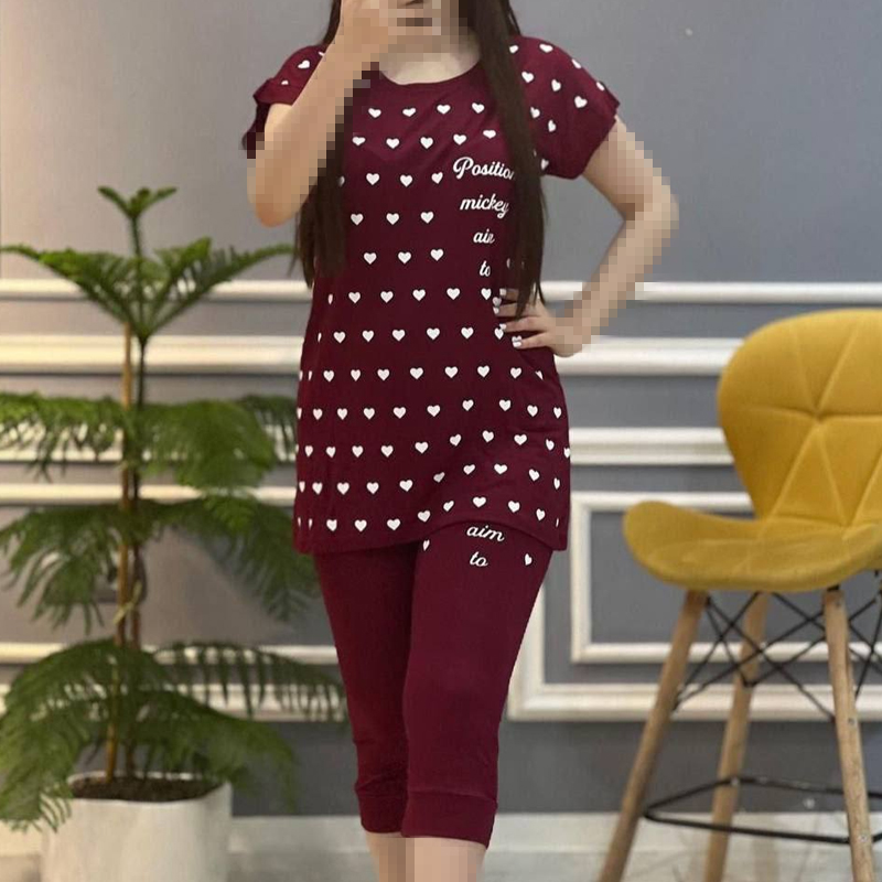 ست تی شرت شلوارک قلبی (پک 3 عددی)
