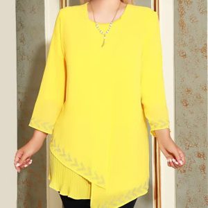 شومیز قواره دار پایین پلیسه نگین دار