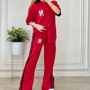 ست شومیز شلوار بگ چاکدار