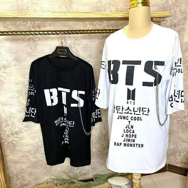 تیشرت لانگ BTS زنجیر دار