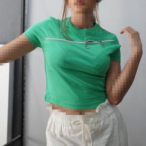 تیشرت کبریتی زیپ کج