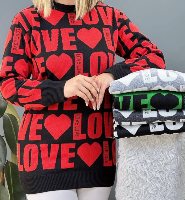 تونیک بافت كيسه اي طرح LOVE(پک 6 عددی)