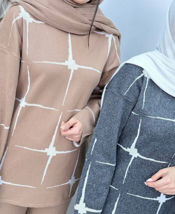 ست بافت تونیک شلوار ستاره(پک6 عددی)