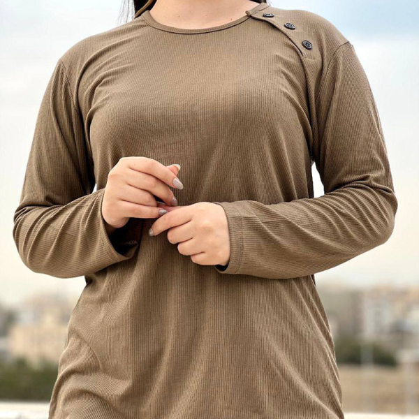 بلوز آستین بلند ۳دکمه مورب (پک 6 عددی)