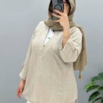 تونیک مانتویی ترکیبی یقه دار (پک 5 عددی)