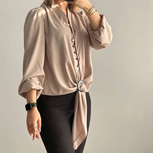 شومیز گره ای جلو دکمه  (پک 3 عددی)