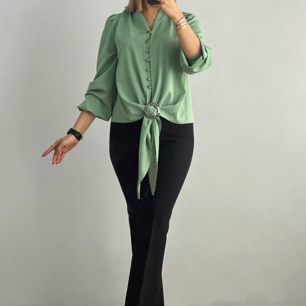 شومیز گره ای جلو دکمه  (پک 3 عددی)