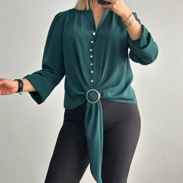 شومیز گره ای جلو دکمه  (پک 3 عددی)