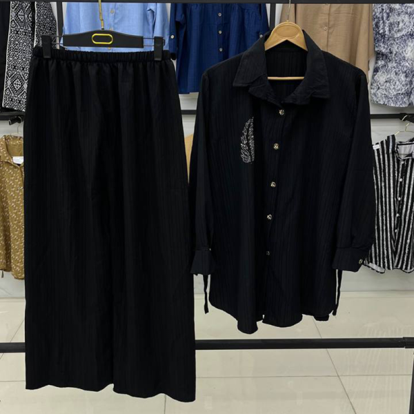 ست مانتو و شلوار پر (پک 3 عددی)