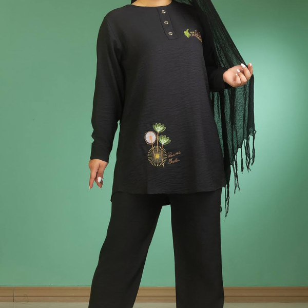 ست تونیک و شلوار گلدوزی (پک 3 عددی)