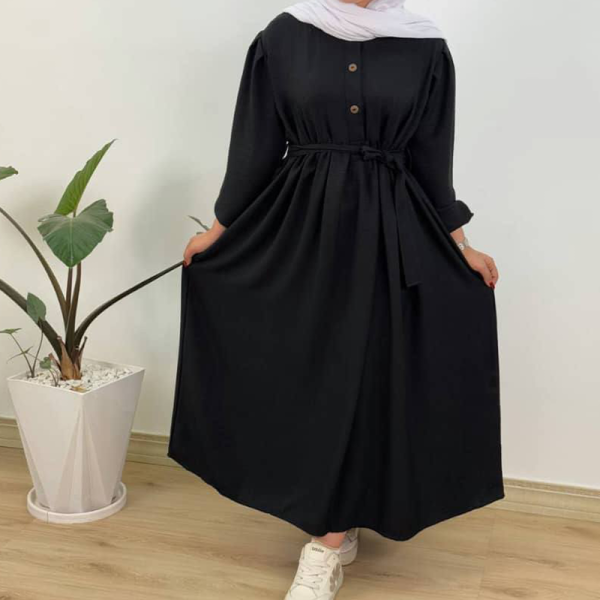 مانتو بلند یقه سه دکمه کمربنددار (پک 3 عددی)