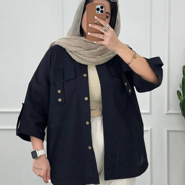 مانتو جیب صلیبی قاپکدار (پک 6 عددی)