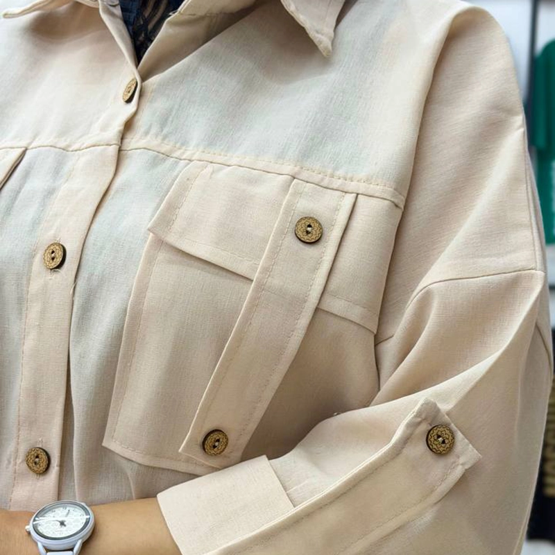 شومیز مانتویی دوجیب صلیبی (پک 4 عددی)