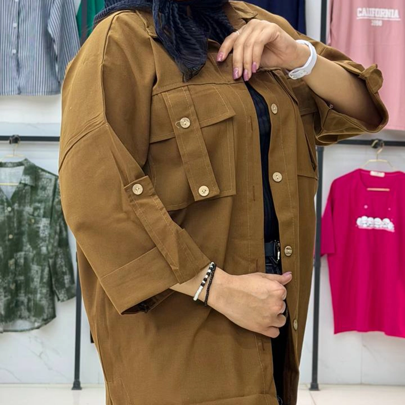 شومیز مانتویی دوجیب صلیبی (پک 4 عددی)