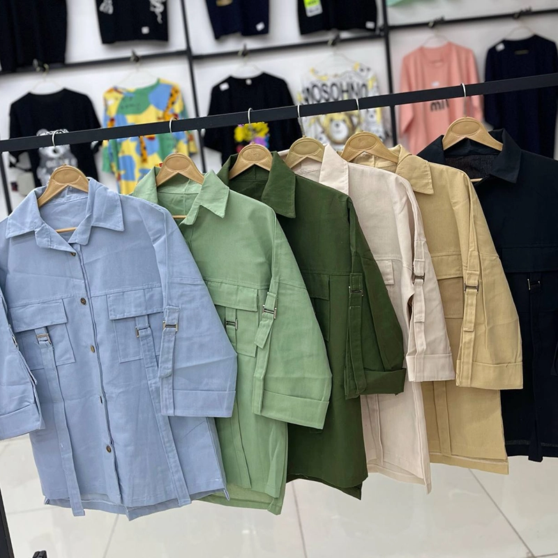 شومیز مانتویی دوجیب سگک دار (پک 4 عددی)