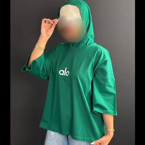 تیشرت باکسی کلاهدار alo (پک 4 عددی)