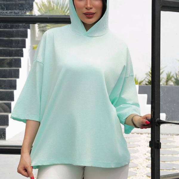 تیشرت باکسی کلاهدار بیسیک (پک 4 عددی)