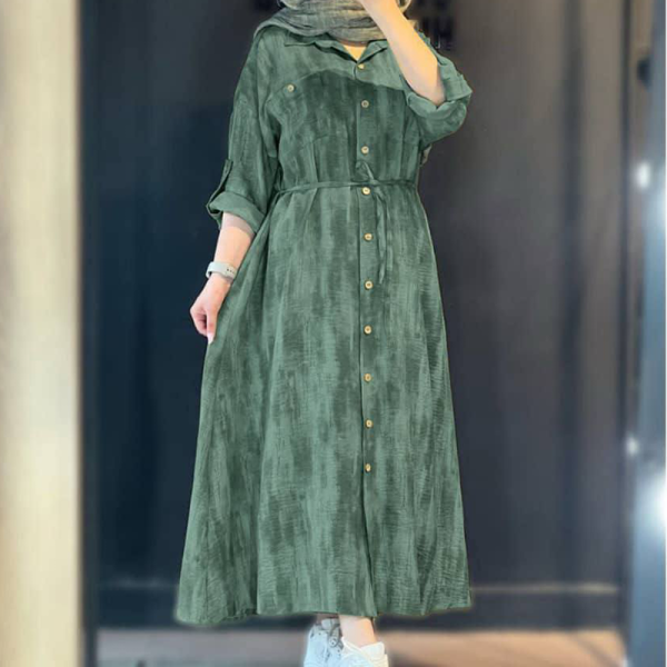 کفتان بلند جلو دکمه کمربند دار (پک 5 عددی)