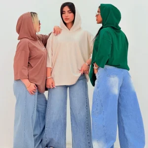 تیشرت باکسی کلاهدار بیسیک (پک 6 عددی)