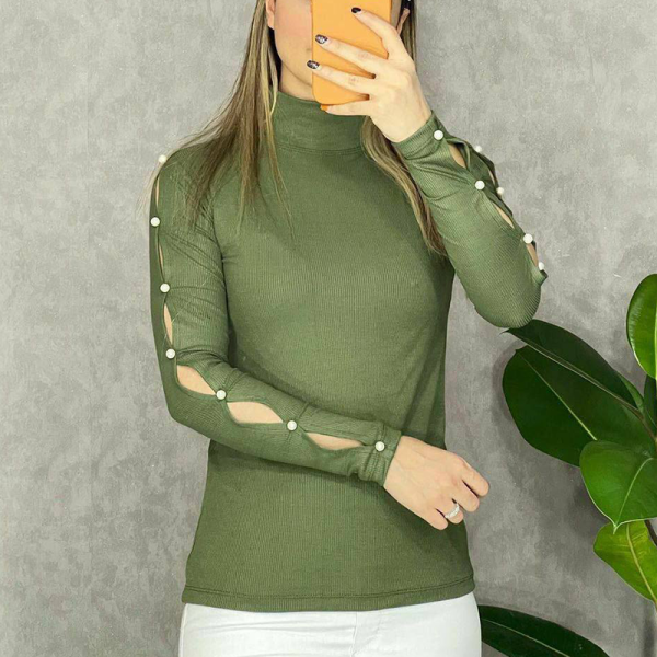 بلوز آستین مروارید یقه ۶ سانتی (پک 6 عددی)