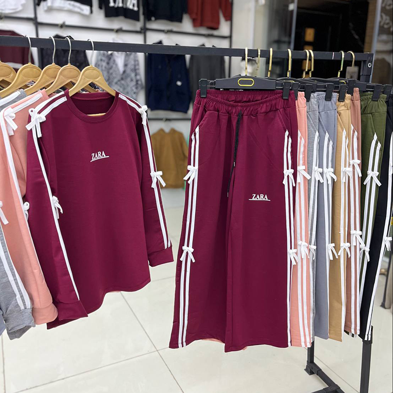 ست بلوز و شلوار بگ پاپیونی zara (پک 4 عددی)