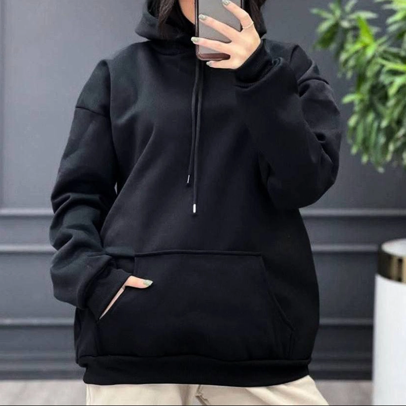 هودی بلند بیسیک مشکی (پک 2 عددی)