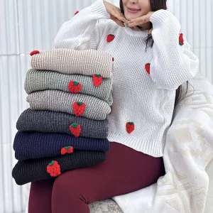 بلوز بافت توت فرنگی (پک 6 عددی)