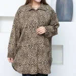 مانتو یقه شکاری پلنگی (پک 4 عددی)