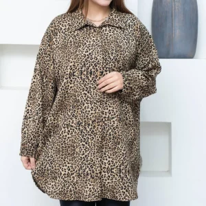 مانتو یقه شکاری پلنگی (پک 4 عددی)