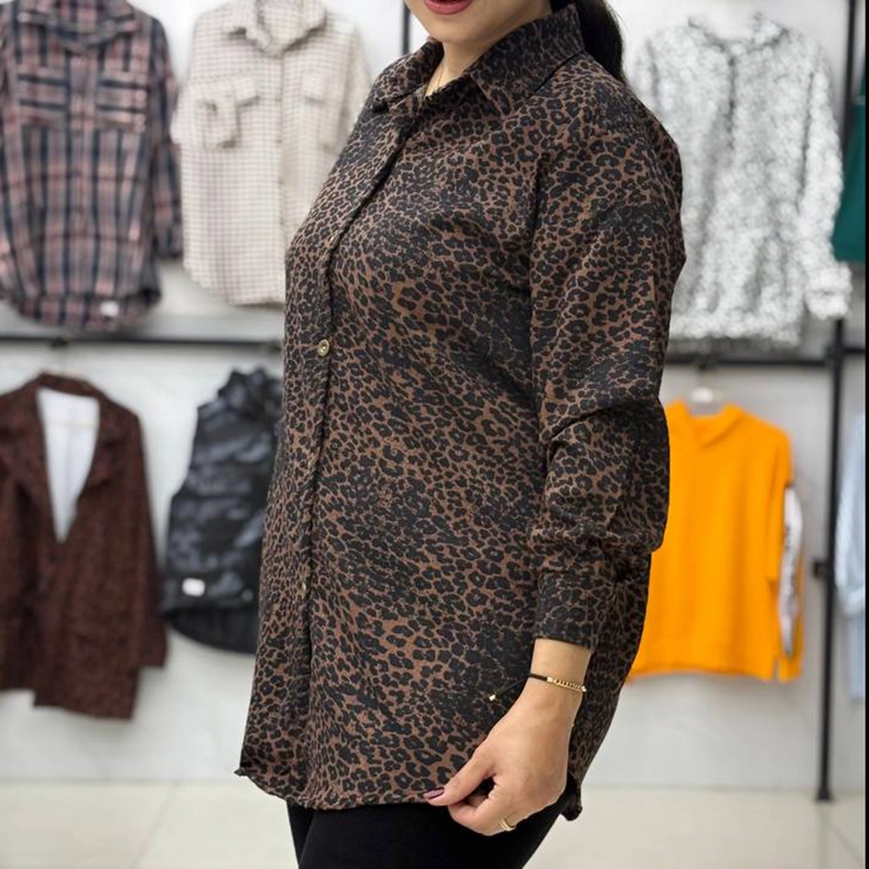 مانتو یقه شکاری پلنگی (پک 4 عددی)