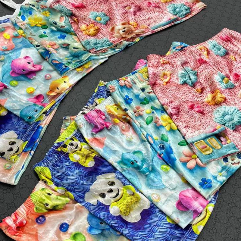 ست تاپ شورتک کاوردار ( پک 4 عددی )