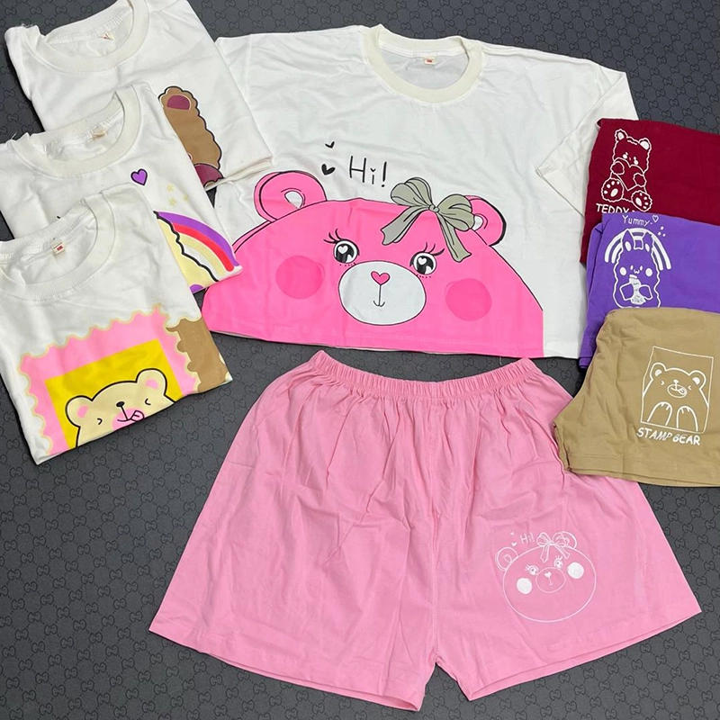 ست کراپ و شورتک فانتزی ( پک 4 عددی )