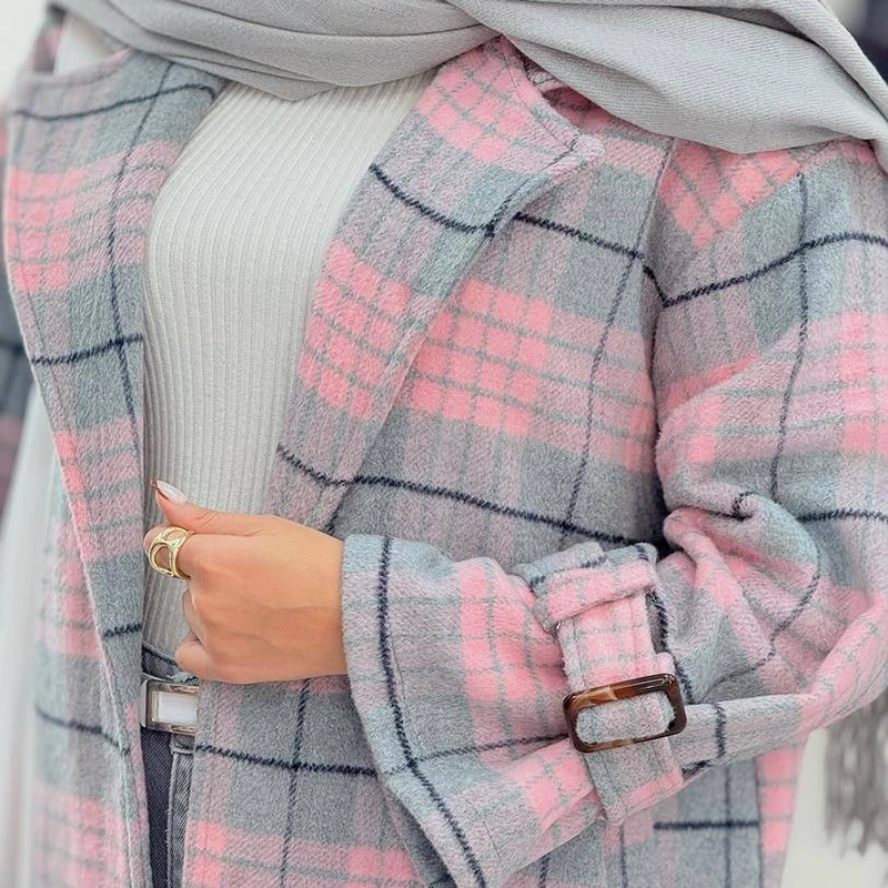 مانتو شکت چهارخانه یقه امریکایی ( پک 6 عددی )