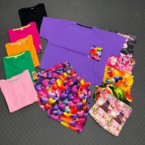 ست کراپ تک جیب و شورتک مخمل استکیری ( پک 3 عددی )