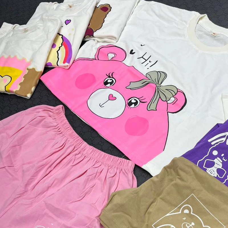 ست کراپ و شورتک فانتزی ( پک 4 عددی )