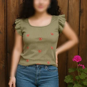 تاپ یقه خشتی سرشانه عروسکی ( پک 6 عددی )