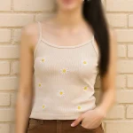 تاپ دوبندی گلدوزی پاپیون و بابونه ( پک 6 عددی )