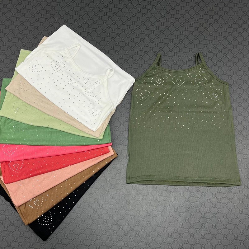 تاپ کراپ دوبندی نگین قلبی (پک 6 عددی)