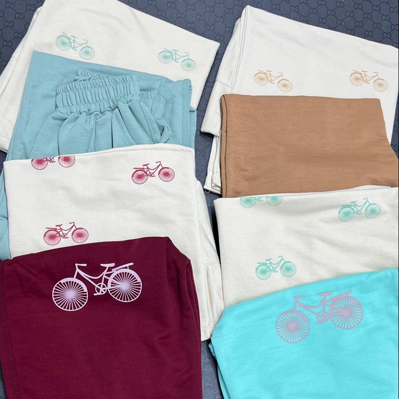 ست تیشرت و شلوار گلدوزی دوچرخه (پک 4 عددی)