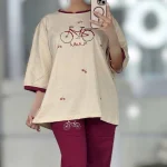 ست تیشرت و شلوار گلدوزی دوچرخه (پک 4 عددی)