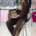 ست تیشرت و شلوار بگ پلنگی (پک 3 عددی)