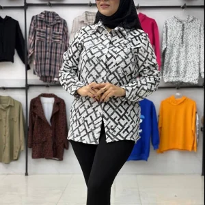 شومیز مانتویی تک جیب فندی (پک 4 عددی)