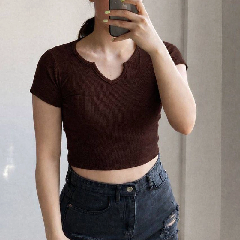 کراپ یقه V (پک 3 عددی)