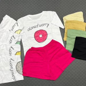 ست کراپ و شورتک دونات (پک 5 عددی)