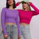 کراپ پیلی دوزی یقه قایقی (پک 5 عددی)