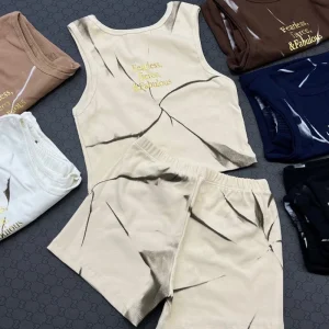 ست تاپ و شورتک گلدوزی (پک 6 عددی)