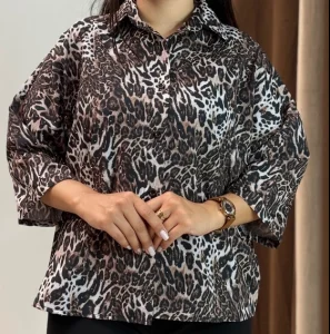 شومیز باکسی نگینی پلنگی (پک 4 عددی)