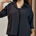 شومیز باکسی نگینی رژینا (پک 2 عددی)