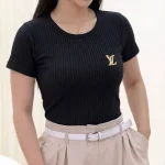 کراپ تیشرت گلدوزی LV (پک 6 عددی)