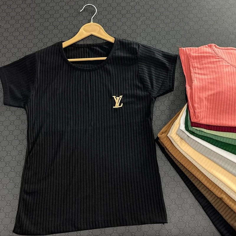 کراپ تیشرت گلدوزی LV (پک 6 عددی)